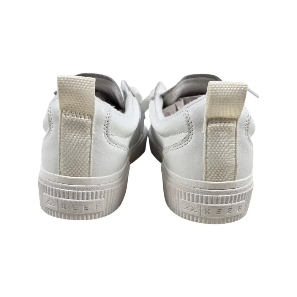 Reef Lay Day Dawn Shoes White Leather Low Top Comfort Sneakers Women's Size 9.5